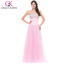 Grace Karin Fashion Strapless Sweetheart Shining Beaded Pink Long Robe de bal Prom Robes de soirée CL3519-1